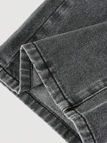 Jeans sencillos de uso diario con estampado de bigotes de gato para niñas adolescentes - Gris 2 - Ver 4