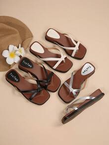 Summer New Knotted Design Thick Sole Flip Flops, Fashionable And Comfortable For Daily Commute - Off White - View 7