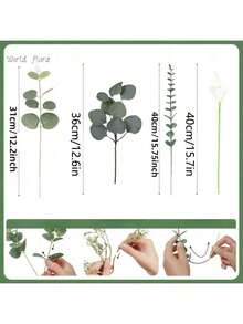 Set de 53/34/16/4 piezas de Flores Artificiales de Eucalipto + Cala, Flores Artificiales DIY, Adecuadas para Decoración de Bodas, Ramos de Novia, Cumpleaños, Día de San Valentín y Decoración de Fiestas - Blanco - Ver 2