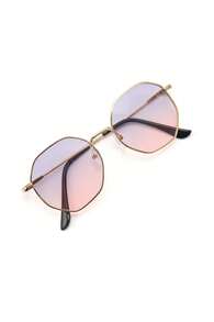 Trivaya 1pc Women's Geometric Copper-Tone Dual-Tone Fashion Fashion Glasses, Suitable For Tropical Beach Vacation, Halloween, Basic Autumn/Winter Outfits, Business Casual, Gifts, Elegant Summer Beach Vacation, Outdoor Activities, Travel - Ombre - View 2