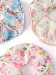 Trivaya 3pcs/Set Floral Scrunchies, Oversized Hair Ties, Cute Ponytail Holders, Back To School ,Gifts Hair Accessories Head Accessories Elastic Band Hair Rubber Bands - Multicolor - View 4