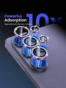 1片紫色閃粉相機鏡頭保護膜，適用於 Galaxy S26 Ultra/S26 Plus/S26/S25 Ultra/S25 Plus/S25/S24 Ultra/S24 Plus/S24/S23+/S23/S22+/S22/S21+/S21，附安裝托盤，高清透明不影響拍照，防指紋、防摔、防刮，時尚手機保護配件，兼容所有手機殼 - 紫色 - 查看 2