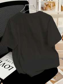 Símbolo del cardo en forma de corazón que representa orgullo y amor por la herencia escocesa con palabras divertidas y toque romántico camiseta de mujer casual moderna para ocasión diaria - Negro - Ver 2