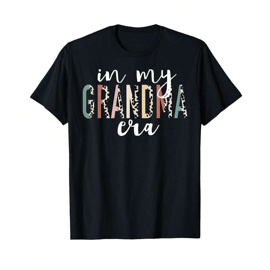 Camiseta unisex de manga corta, con estampado de leopardo y letras estilo "My Grandma Era", regalos divertidos para abuelas, playeras hombre, spiderman, ,  mujer, romwe men, boho chic, regalos para maestros, camiseta de mujer, atuendos curvy para hombre, y2k - Negro - Ver 1