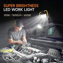 Foco de Trabajo LED con Cable de 4M 100W 9000LM Enchufes Con Interruptor Estanco IP65 Impermeable 6500K - 100W - Ver 2