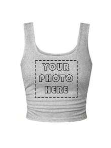 Áo tank top nữ nhún bèo. Áo croptop nữ tùy chỉnh – Thêm thiết kế/hình ảnh của bạn (Logo/Họa tiết/Ảnh thú cưng/Ảnh gia đình, v.v.). Một món quà độc đáo, cá nhân hóa. Với phần nhún bèo co giãn ở cả hai bên, chiếc áo này là món quà hoàn hảo dành cho bạn gái, trang phục lý tưởng cho các buổi hẹn hò của cặp đôi, và phù hợp cho các dịp kỷ niệm, sinh nhật, ngày lễ và các dịp đặc biệt khác. Áo tank top tùy chỉnh | Áo nữ mùa xuân & hè cá nhân hóa | In ấn tùy chỉnh | Trang phục nữ. - Màu Xám nhạt - Xem 3
