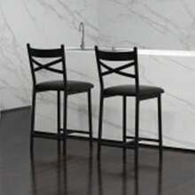 Bar Stools Set Of 2,   High Back And Metal Footrest, Upholstered Large Seat Island Stools Bar Chairs For Dining Room Kitchen Bar - Black - View 9