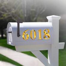 House Numbers 3D Door Mailbox Numbers 0-9 Self Adhesive House Door Street Address Stickers For, Apartment, Office, Hotel Room, Mailbox Signs(Gold) - Gold - View 5