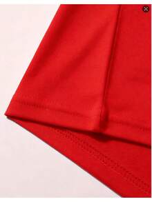 Camiseta de manga corta con cuello redondo para mujer, estilo retro de vacaciones, nueva colección 2026, para compras informales, regalos de vacaciones, reuniones con amigos, fiestas deúsica y atuendos de vacaciones. - Rojo - Ver 4