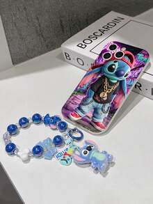 Disney Lilo & Stitch Phone Case With Stitch Charm And Stitch Lanyard - Cute Stitch Protective Case With Hip-Hop Outfit And Graffiti Background Design, Equipped With Delicate Stitch Decorative Lanyard And Beaded Bracelet For Easy Carrying, Compatible With IPhone 17, 16, 15, 14, 13, 12, 11 Pro Series, Ideal For Birthdays, Holidays, Anniversaries, Graduation Gifts, Or Any Special Occasion To Surprise Family, Friends, Classmates, And Loved Ones. - 白色 - 查看 7