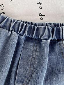 Boys' Casual Cargo Jeans, Versatile For All Seasons, Side Pockets, Loose Straight Fit Workwear Denim Pants - Blue - View 2