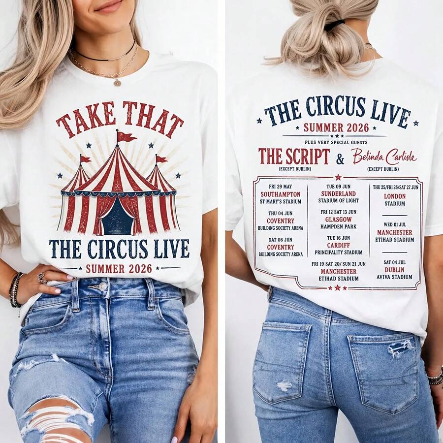 Take That Circus Live Summer 2026 Tour T-Shirt - White - View 1
