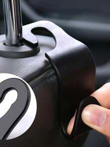 4 Peças Ganchos Retráteis Multifuncionais para Carro, Design Oculto, Organizador de Banco Traseiro, Bolsa para Guarda-chuva, Bolsa, Casaco, Armazenamento, Acessórios Internos de Veículo Preto, Pendurador Forte e Durável - Preto - Visão 2