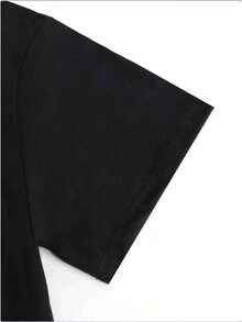 Men's T-Shirt With Letter Print - Black - View 4