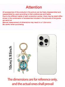 Crystal Turtle Keychain Pendant With Rhinestones, Pearl And Ocean Charms, Metal Alloy Keyring - Multicolor - View 12