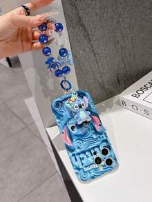 Disney Has Authorized, Phone Case - Chain Set, The Stitch Lilo & Stitch 3D Phone Case Plus A Silicone 3D Stitch Bracelet With Metallic Ring Removable Bracelet, Stitch And Angel Pattern, Compatible With Iphone17/16/15/14/13/12/11/XS/XR/X Plus Pro Max, A Stylish Cartoon Phone Case, The Perfect Gift Choice, Phone Protection, Durable Phone Cover, Great Gift For Friends And Family. - trắng - Xem 3