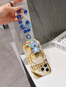 Disney Has Authorized, Phone Case - Chain Set, The Stitch Lilo & Stitch 3D Phone Case Plus A Silicone 3D Stitch Bracelet With Metallic Ring Removable Bracelet, Stitch And Angel Pattern, Compatible With Iphone17/16/15/14/13/12/11/XS/XR/X Plus Pro Max, A Stylish Cartoon Phone Case, The Perfect Gift Choice, Phone Protection, Durable Phone Cover, Great Gift For Friends And Family. - 白色 - 查看 3