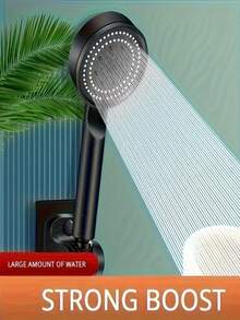 1pc High Pressure Shower Head: 5 Spray Modes, Strong Bathroom Shower Head With Powerful Mist, Compact Silicone Nozzle, Suitable For High And Low Water Flow Showers - Wall-Mounted, Plastic, Round Design, Bathroom Accessory, Shower Head - B - View 3