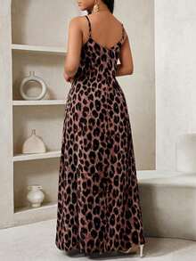 Lady Vestido largo con estampado de leopardo para mujer, estilo bohemio, sin espalda, holgado, vestido maxi suelto sin tirantes para cumpleaños, eventos, vacaciones, vestidos casuales, vestidos boho/bohemia/boho, top halter, ropa africana para mujer - Rosa - Ver 8