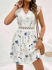 Frenchy Vestido de encaje blanco estampado con textura para mujer - Multicolor - Ver 7