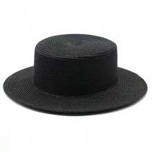 1 pieza Sombrero de paja de ala ancha ajustable de unicolor con borde enrollado, de moda para mujeres - Multicolor - Ver 26