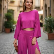Conjunto De Moda Cómodo Para Mujer Ideal Para Uso Diario - Rosa Fucsia - Ver 1