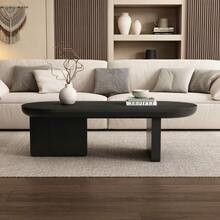 Modern Minimalist Black Coffee Table Measuring 119.7 X 49.8 X 35.5 Cm, Living Room Table, Suitable For Spray Painting, Oval Table, Side Table, Coffee Table, Leisure Table, Made Of MDF. - Black - View 2