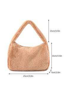 Women's Fluffy Shoulder Bag, Fashionable And Versatile For Daily Commute, Travel, Shopping - Camel - View 3