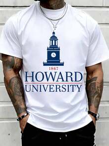 Howard University 1867 Clock Tower Logo T Shirt For Men College Pride Gift Suitable For Casual And Sports Wear - 白色 - 查看 1