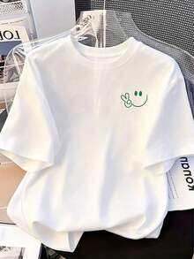 Camiseta de mujer estampada de manga corta para verano, tela de poliéster, estilo multifuncional, corte regular, peso 180 gramos, 1 unidad. - Blanco - Ver 1