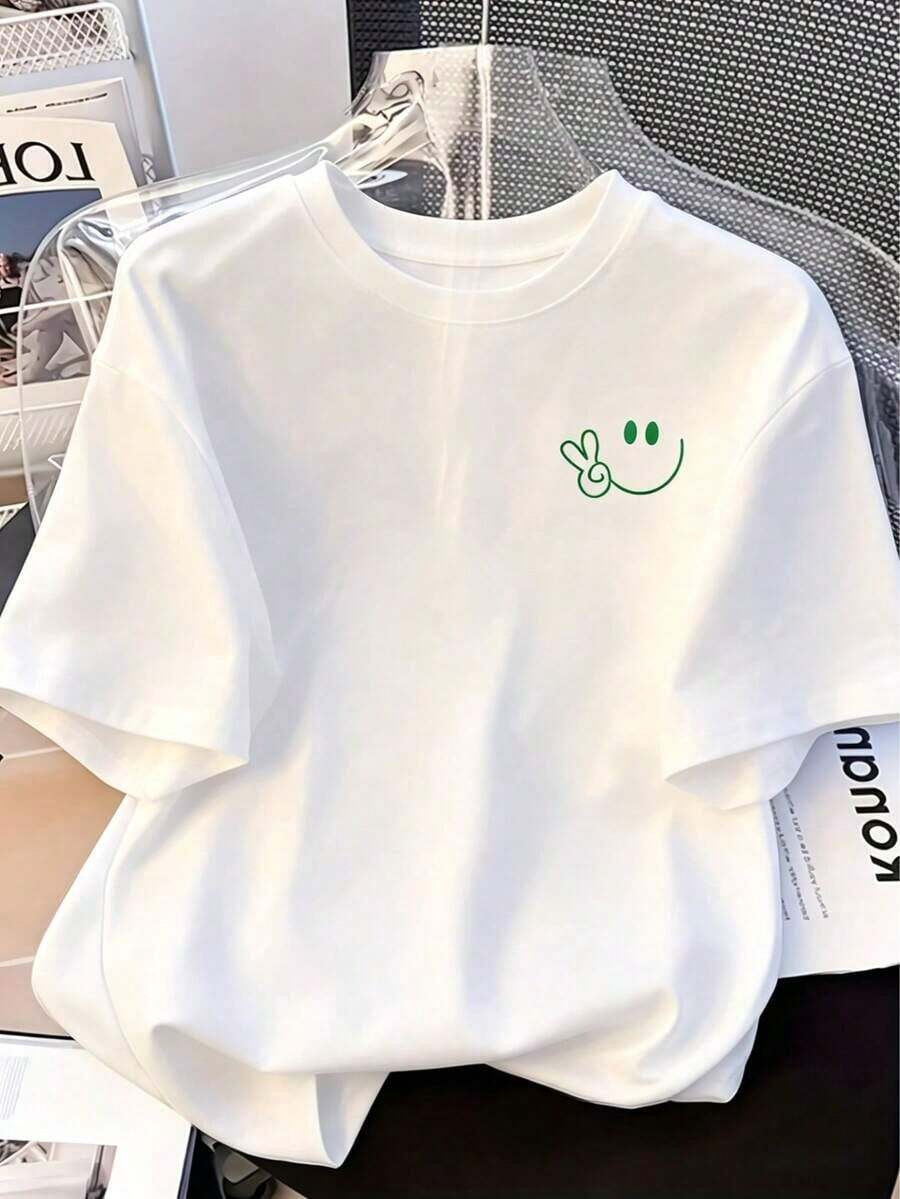 Camiseta de mujer estampada de manga corta para verano, tela de poliéster, estilo multifuncional, corte regular, peso 180 gramos, 1 unidad. - Blanco - Ver 1