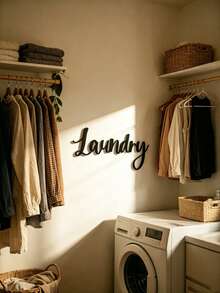 1pc Metal Wall Art Decor, Farmhouse Style Laundry Room Sign, Hanging Decoration - Suitable For Bathroom, Laundry Room, Elegant Room Decor - Black - View 5