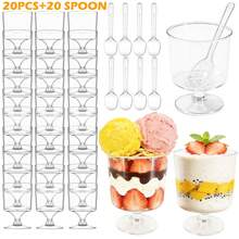 50/100/150PCS Dessert Cups Per Pack, 150 Ml 5 Oz Dessert Cups With Spoons And Lids, Plastic Dessert Bowls, DIY Reusable Square Dessert Cups, Cake Molds For Desserts, Puddings, Mousses, Ice Cream, Picnics, Parties - 無色 - 查看 13