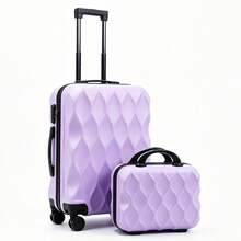 20" Carry On Luggage And 14" Mini Cosmetic Cases Travel Set Lightweight Polypropylene Suitcase With Lock  Zipper Hardside Luggage With Spinner Wheels - Purple - View 1