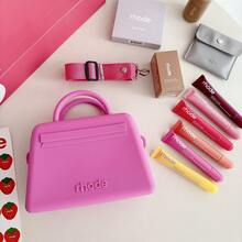 Silicone Handbag With Zipper, Multifunctional Portable Tote Bag, Versatile Storage Bag For Headphones, Simple And Cute Wallet, Portable Small Bag For Cosmetics, Keys, And Various Items. - Grey - View 8