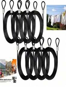 Outdoor Plastic Coated Steel Wire Rope, Suitable For Clothesline, Cat Leash, Tent Rope, Sunshade Net Rope - Black - View 9
