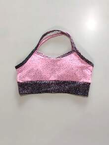 Set Of 3 Cropped Gym Tops With X-Shaped Straps, No Transparency, Removable Padding, Black With Red And Pink Tie-Dye Gradient Print - Black + Red Gradient + Pink Gradient - View 6