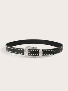 1pc Rivet Sexy Fashion Y2K PU Leather Belt, Rivet Waist Belt With Western Cowboy Buckle & Butterfly Rhinestone Buckle, Suitable For Daily Wear - Butterfly Diamond Buckle - View 4