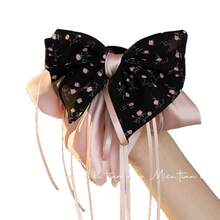 Hair Clips - Pink Floral Ribbon Ponytail Clip - View 5