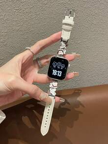 1 dây đeo đồng hồ hình chú chó dễ thương, 38/40/41/42mm (Series 11/10) Thời trang, thanh lịch, tinh tế, đa năng. Phù hợp với dây đeo 44/45/46/49/42mm (Series 3 2 1). Thích hợp đeo hàng ngày, Halloween, Giáng sinh, unisex. - Đỏ và trắng - Xem 1