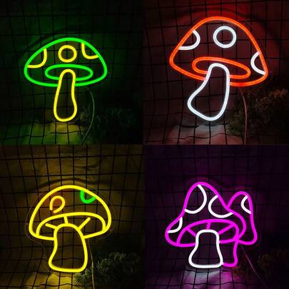 Đèn neon LED hình nấm, đèn trang trí phòng ngủ, nguồn USB, nhiều màu sắc để lựa chọn