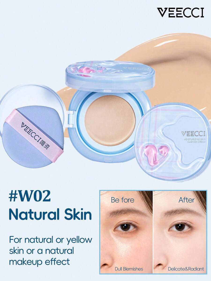 VEECCI 保濕氣墊底妝,有效遮瑕且呈現自然妝感,滋養平滑持久不結塊,打造輕盈裸妝感,非常適合學生與上班族 - #W02 Natural Skin - 查看 1