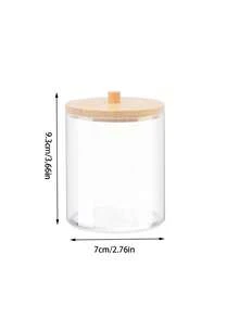 4 Packs Qtip Holder, 10-Ounce Bathroom Organizer Accessories Storage Containers Clear Plastic Apothecary Jars With Bamboo Lids For Cotton Ball, Cotton Swab, Floss - Multicolor - View 8