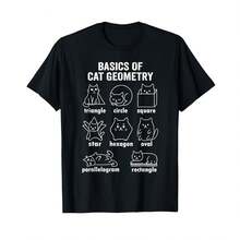 Unisex Short-Sleeved T-Shirt, Cat Geometry Funny Math Teacher Student Lover Dad Mom Kids T-Shirt Men's T-Shirts, , Women, Romwe Men, Boho Chic, Teacher Gifts, Women's T-Shirt, Curvy Outfits For Men, Y2k - 黑色 - 查看 1