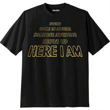 Camiseta unisex de manga corta, camiseta gráfica con eslogan KingSize para hombre talla grande y alta - XL, Here I Am, playeras hombre, spiderman, ,  mujer, romwe men, boho chic, regalos para maestras, camiseta para mujer, conjuntos curvy para hombre, y2k - Negro - Ver 1