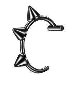 2 piezas de anillos de labio sin perforación con estilo punk y remaches, accesorios de labios de moda y personalizados - Negro - Ver 2