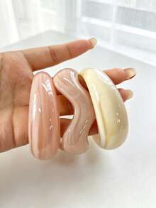 3pcs/1pc Vintage Elegant Casual Resin Bangle Bracelet, Beige & Pink, Suitable For Women's Daily Casual, Party, Spring/Summer Beach Travel, Holiday Gift, 2026 New Arrival - Multicolor - View 4