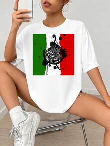 Impresión gráfica de águila mexicana Fl-ag, arte de salpicaduras de tinta negra, rayas verticales verdes, blancas y rojas, diseño de símbolos nacionales para decoración doméstica o arte mural.jpgRegalos personalizados: Camisetas para mujer con estilos que van desde lo moderno, hippie, casual y minimalista. Ropa masculina personalizada única, armarios cápsula y prendas básicas/urbanas para hombre. Regalos ideales para novios, familiares y amigos, adecuados para cumpleaños, vacaciones, colegio/competiciones, deportes/escalada y más, así como para la moda de otoño y eventos urbanos. Blanco verano. - Blanco - Ver 2