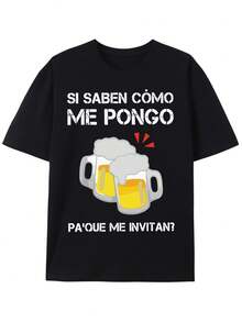 Beer If She Know What I Wear Spanish Humor Shirt For Drink Lovers Gift Tops Cotton Soft - Black - View 2