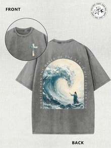 Camiseta de Hombre Vintage de Algodón Puro con Estampado Lavado - Diseño moderno y a la moda, estampado llamativo, cómoda y casual, adecuada para la calle, aventuras al aire libre y viajes, la primera opción para regalar a familiares, amigos y colegas, y perfecta para fiestas navideñas. - Gris - Ver 7